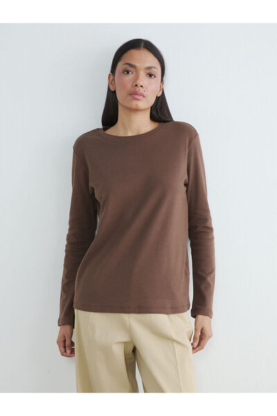 LC Waikiki Brown Crew Neck Women's Bodysuit