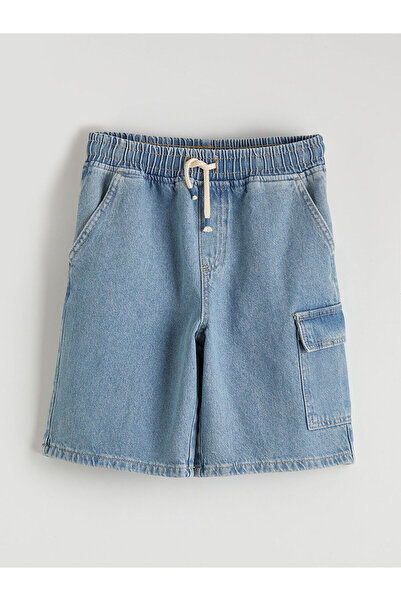 LC Waikiki شورت جينز كارجو للأولاد من إنديجو بخصر مطاطي