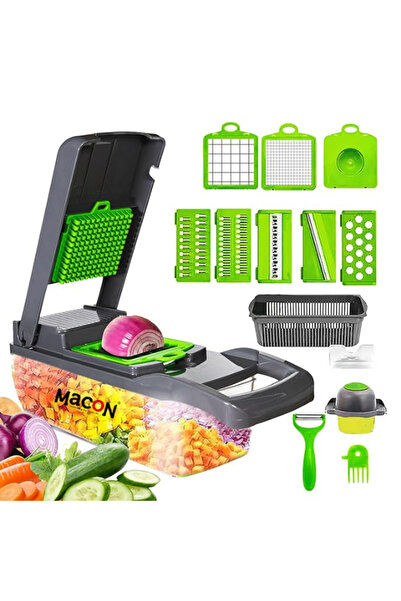 MACON Vegetable Chopper Food Dicer 16 in 1 Slicer with 8 Blades Container and...