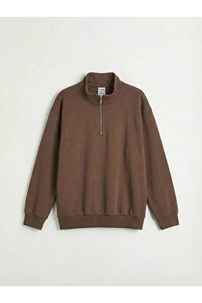 LC Waikiki Smeđa Visoka kragna dečija majica sa patentnim zatvaračem