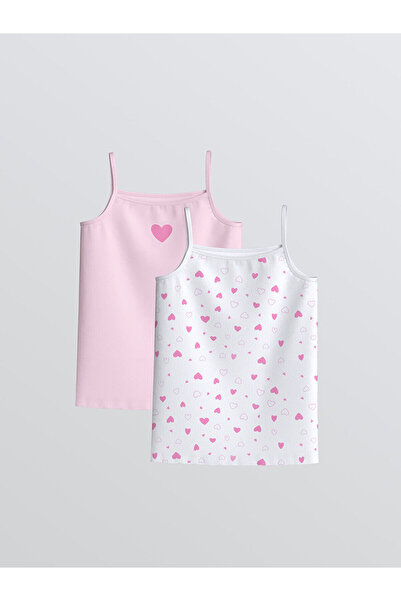 LC Waikiki White Square Collar Printed Girls' Undershirt (S6)