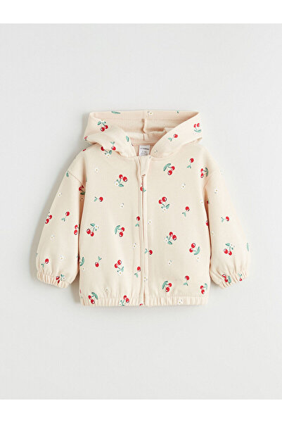 LC Waikiki Alita City Farkıyla Lcw Baby Beige 3 Thread Printed Baby Girl Zipp...