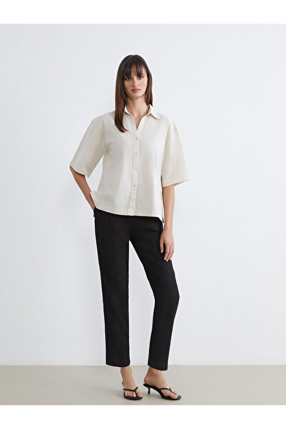 LC Waikiki Γυναικείο παντελόνι Özmarka Νέας Σεζόν με ελαστική μέση και υφή κο...