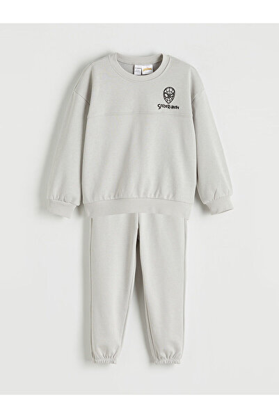 LC Waikiki Gray Spider-Man Printed Boys' Thick Tracksuit Set