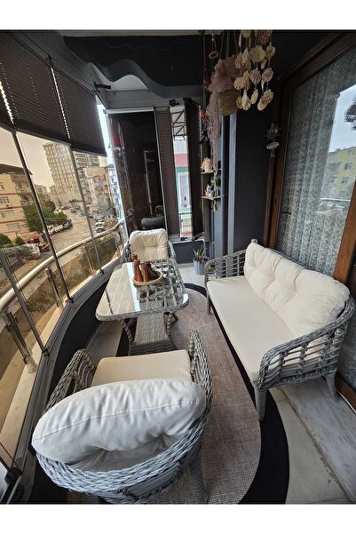 Tu Tienda KARTEPE GALVANİZ BORU 2 1 1 SEHPA(60*90) RATTAN BAHÇE BALKON TAKIMI...