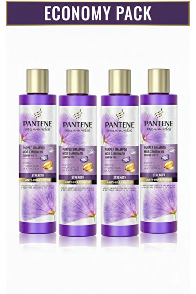 Pantene Pachet 4X Șampon Pro-V Miracles Strength & Anti-alunecare Mov, 225ml