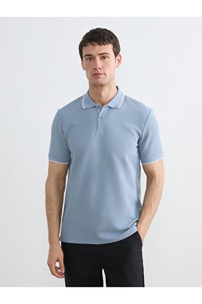 LC Waikiki Indigo Polo Neck Men's T-Shirt