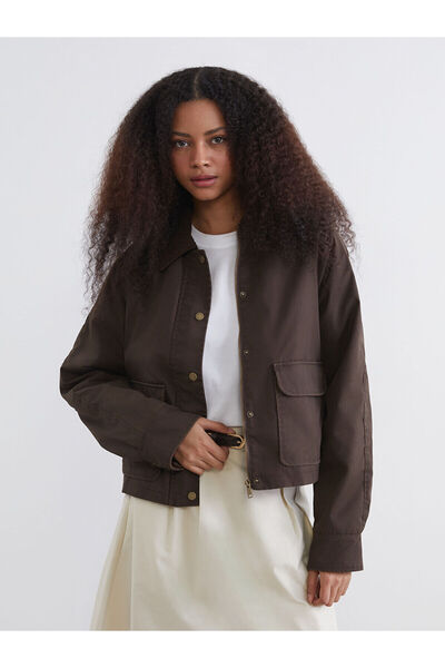 LC Waikiki Brown Velvet Collar Women's Jacket