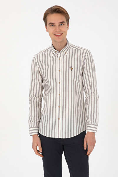 U.S. Polo Assn. قميص رجالي بأكمام طويلة باللون الأزرق الداكن 50308449-VR033