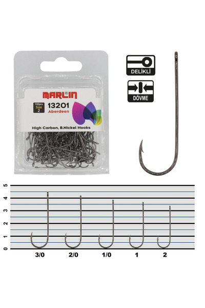 Marlin 13201 BN ABERDEEN HC DELİKLİ OLTA İĞNESİ 100LÜ