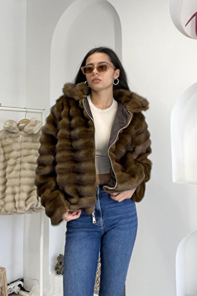Mzr Collection روسي معطف من الفرو الصناعي - قهوة قهوة