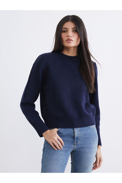LC Waikiki Nevavm Farkıyla Lcw Vision Navy Blue Oval Neck Women's Knitwear Sw...