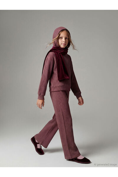 LC Waikiki Brown Hooded Girls' Sweatshirt and Sweatpants