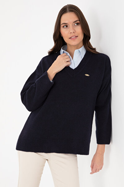 U.S. Polo Assn. Women's Navy Blue Melange Sweater 50314833-Vr120