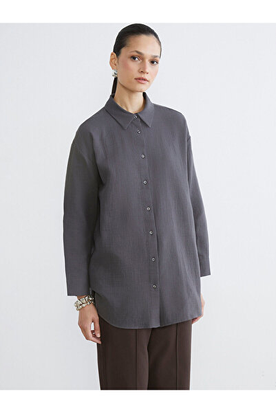 LC Waikiki Anthracite Muslin Women's Shirt Tunic