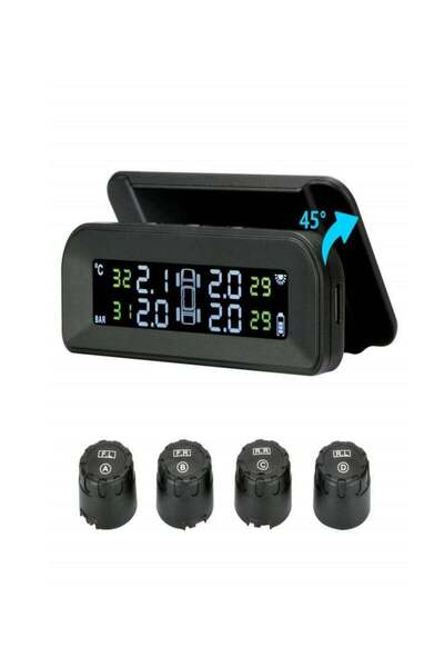 Arabest نظام مراقبة ضغط الإطارات لاسلكي يعمل بالطاقة الشمسية، مع 4 مستشعرات خ...