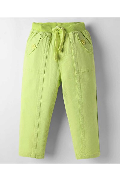 Babyhug Twill Woven Full Length Solid Colour Trousers - Lime Green