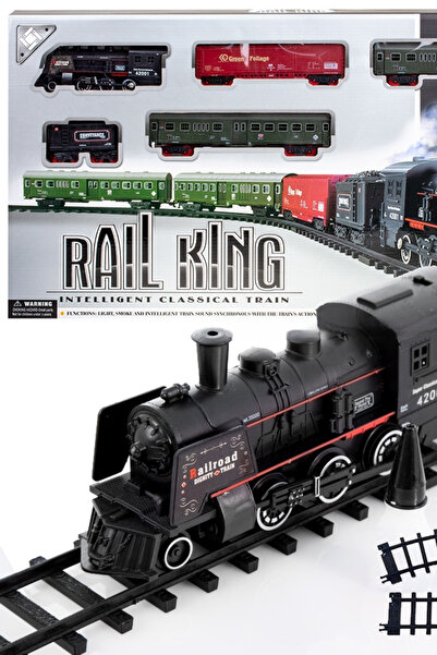 Olomo 19 Parça Işıklı ve Sesli Tren Seti - Raylı ve Vagonlu Klasik Lokomotif ...