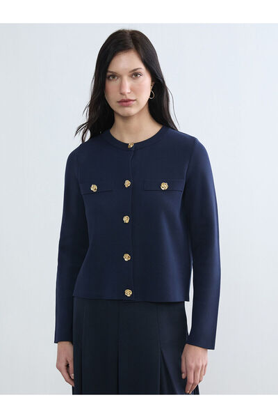 LC Waikiki Γυναικεία πλεκτή ζακέτα Özmarka New Season με λαιμόκοψη