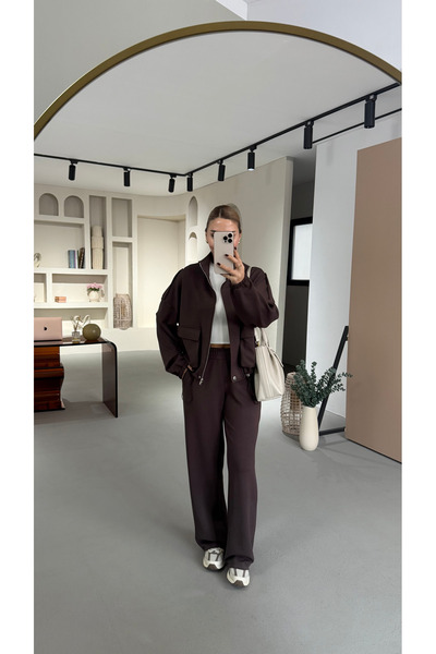 Sezgi Tekin Bellows Pocket Detail Modal Brown Suit