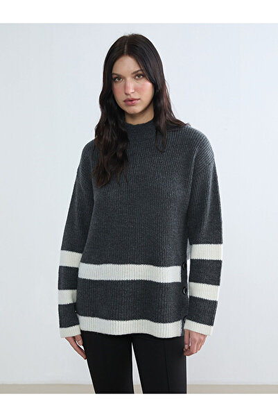 LC Waikiki Gray Half Turtleneck Women's Knitwear Tunic