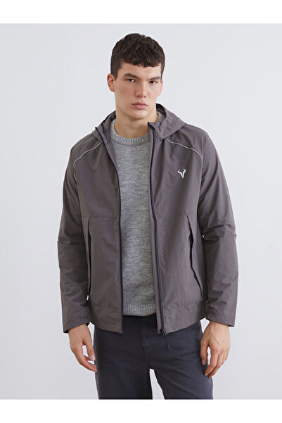 LC Waikiki Anthracite Comfortable Fit Hooded Men's Coat