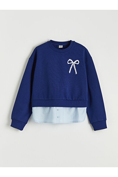LC Waikiki Nevavm Oval Collar Printed Thick Sweatshirt for Girls with a Diffe...