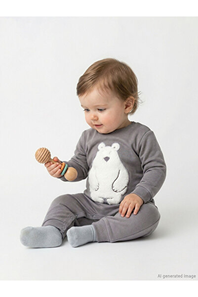 LC Waikiki بذلة طفل رضيع مطبوعة تيدي بير