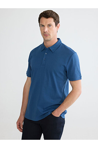 LC Waikiki Indigo Polo Neck Men's T-Shirt