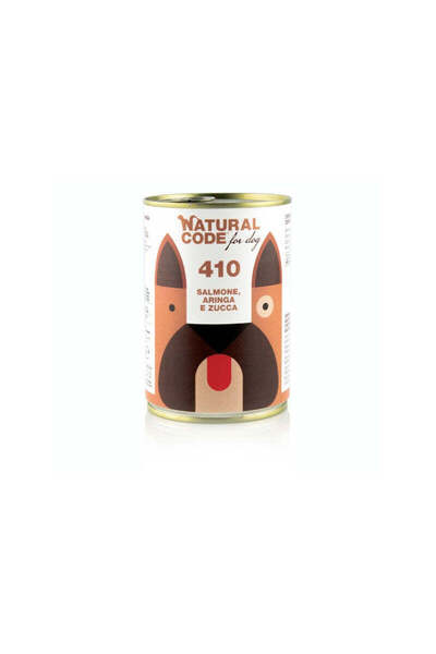 Natural Code طعام الكلاب الرطب 410 بنكهة السلمون والرنجة ومعجون اليقطين - 400...