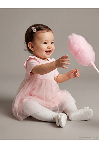 LC Waikiki Bisiklet Yaka Kız Bebek Tütü Elbise