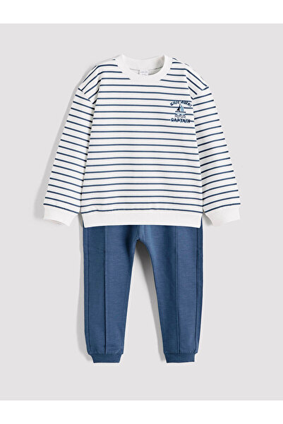 LC Waikiki Trendlucky Farkıyla Baby Boy Striped Sweatshirt and Sweatpants