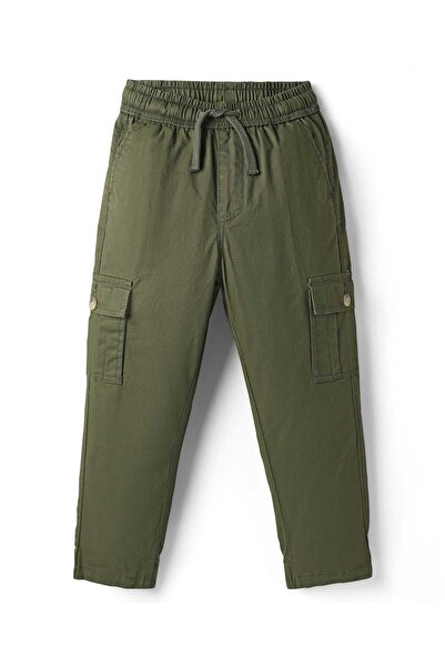 Pine kids Cotton Elastane Woven Full Length Solid Coloured Cargo Pant - Olive...