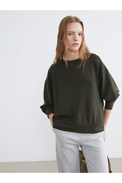 LC Waikiki Khaki Soft Touch Oversized Women's Sweatshirt