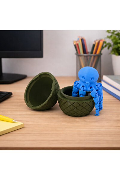 Sani Figurină, Ou Mediu cu Caracatiță Mini 67x 85 mm, Verde Închis, Albastru