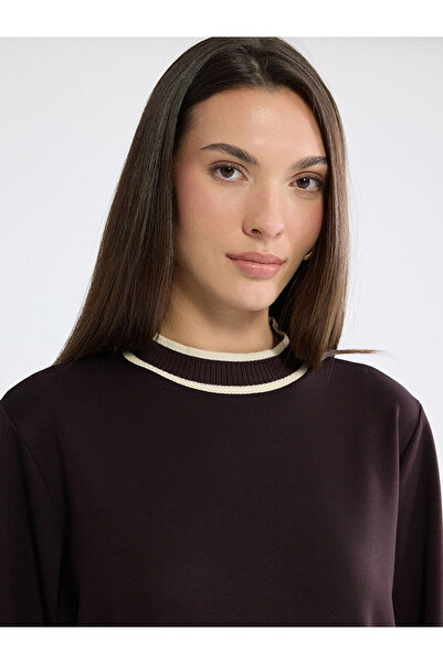 LC Waikiki Mürdüm Mock Neck Soft Touch Women's Sweatshirt Tunic