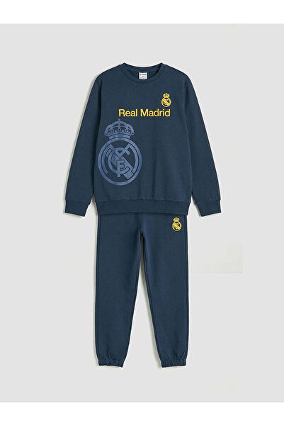 LC Waikiki Navy Blue Real Madrid Printed Boys' Tracksuit Set