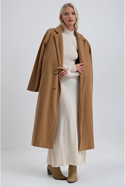 Lijuri Belted Cashmere Coat with Braided Shoulders and Cuff Detail on the Sle...