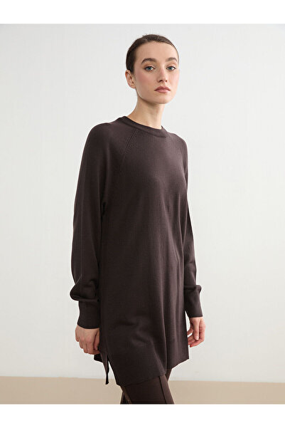 LC Waikiki Brown Crew Neck Women's Knitwear Tunic