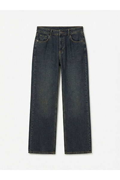 LC Waikiki بنطال جينز نسائي ذو قصة مستقيمة باللون النيلي