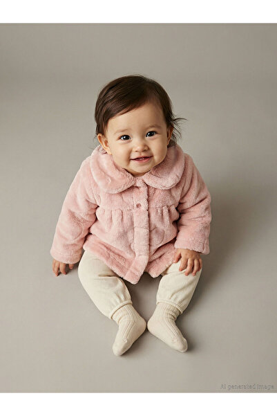 LC Waikiki Ekru Bebe Yaka Kız Bebek Pelüş Mont -For Yourself-