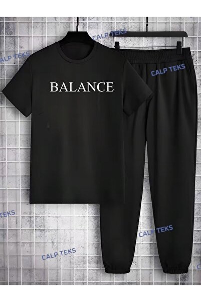 CALP TEKS Balance Yazi Printed Top and Bottom Set (T-Shirt and Elastic Waiste...