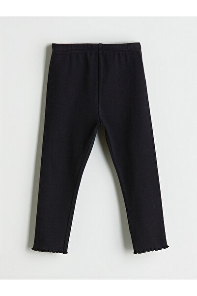 LC Waikiki مجموعة إلسيفا - بنطلون ضيق أسود للفتيات الصغيرات بخصر مطاطي