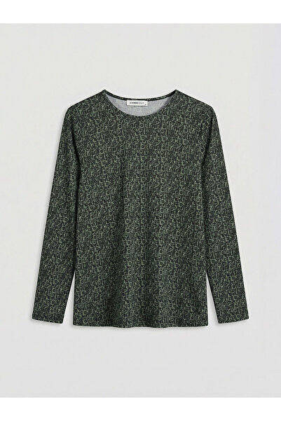 LC Waikiki Green Crew Neck Patterned Blouse