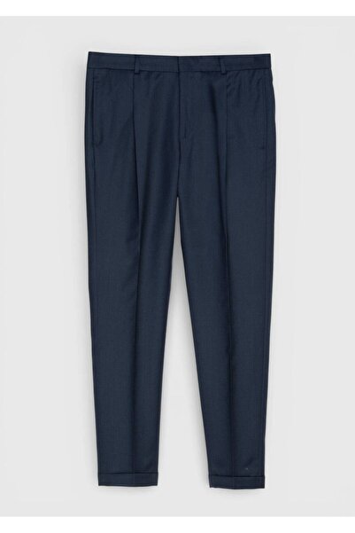 Ramsey Petrol Woven Regular Fit Casual 100% Wool Trousers