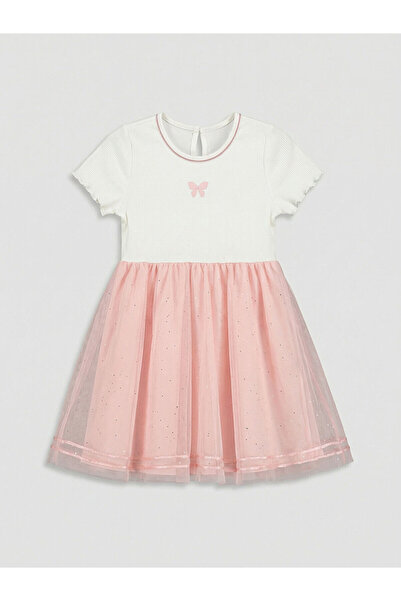 LC Waikiki Ecru Crew Neck Girls Tutu Dress
