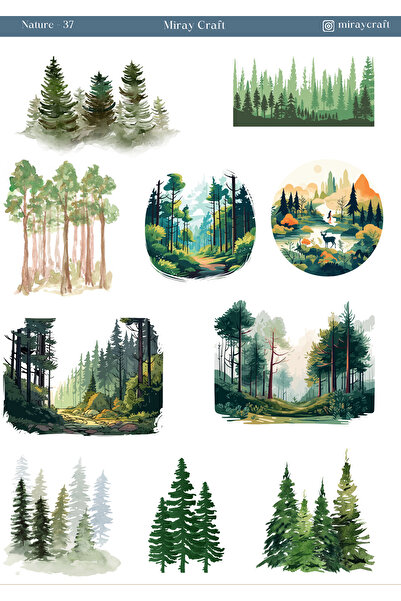 MirayDesign 1 ورقة ملصقات ذات طابع طبيعي مقاس 12*17 سم / سجل قصاصات، مجلة رصا...