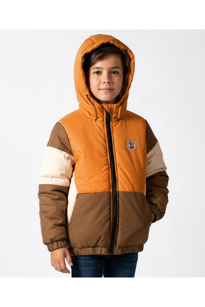 Pine kids Woven Full Sleeves Hooded Padded Jacket With Color Block Design - B...
