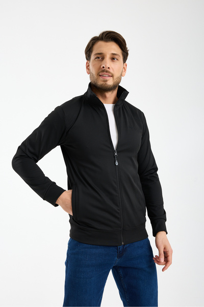 RDR-X Men's Diver (Scuba) Fabric Fitted Cut Zipped, Stand-Up Collar Sweatshirt