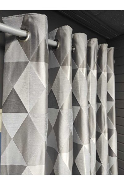 Evcimenhome Rustic Curtain (Lined) Jacquard Fabric. Eyelet Metal Ring 230Cmx2...